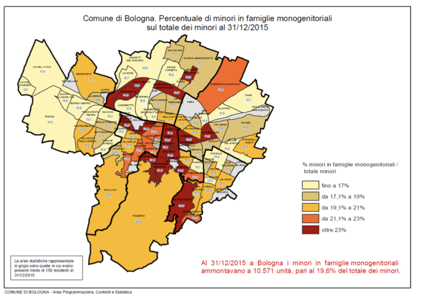 Bologna - minori in famiglie monogenitoriali