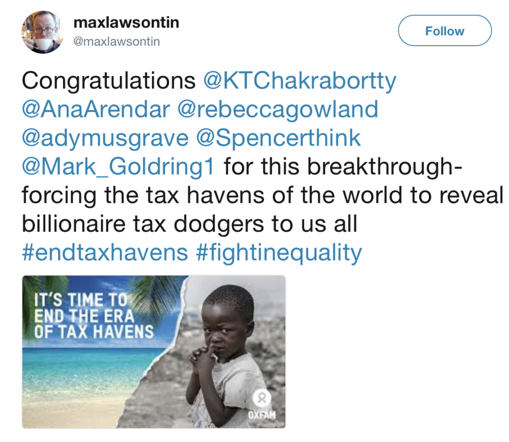 Obblighiamo i paradisi fiscali nel mondo a rivelare a tutti noi i miliardari evasori.