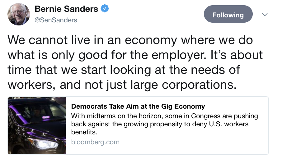 Non possiamo vivere in un’economia in cui si fa solo ciò che è meglio per i datori di lavoro. E’ arrivato il momento di occuparci anche dei diritti dei lavoratori e non solo delle corporazioni