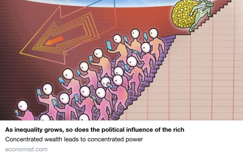 Con la crescita della disuguaglianza, aumenta anche l'influenza politica dei ricchi.