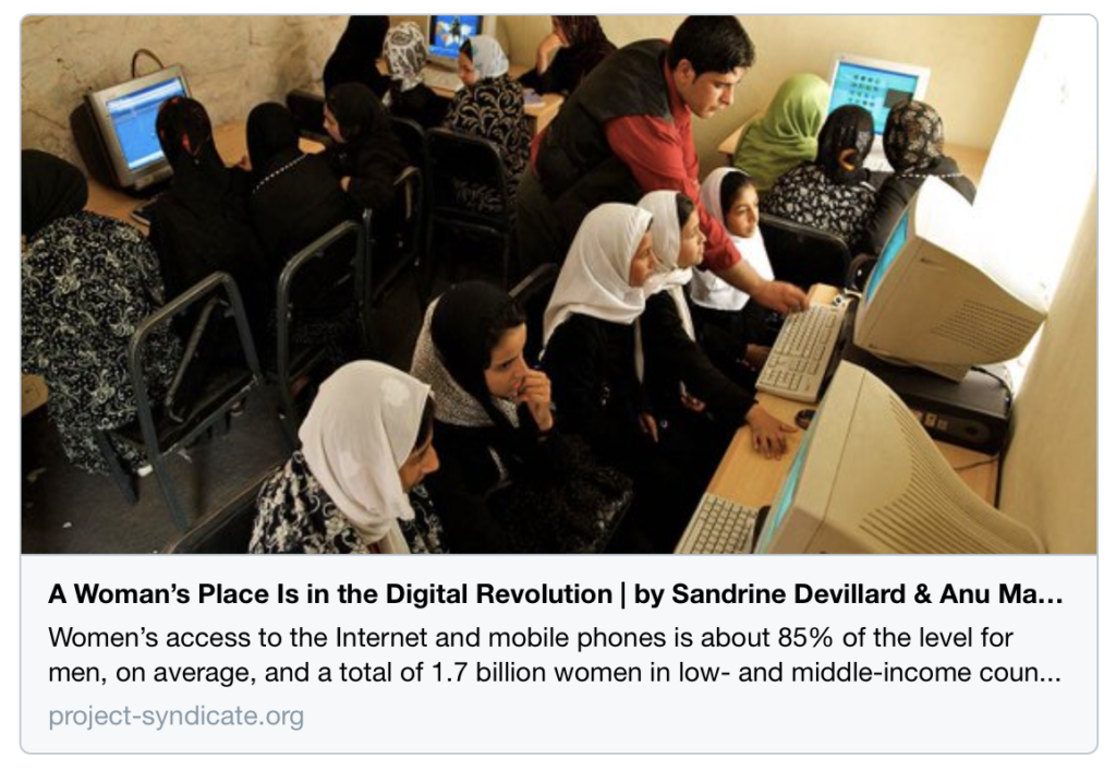 In media, l’accesso a internet e ai cellulari delle donne è pari all’85% di quello degli uomini e 1,7 miliardi di donne nei paesi a basso e medio reddito non sono connesse.