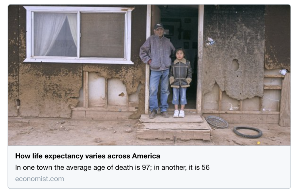 La povertà gioca un ruolo enorme nella accorciare le aspettative di vita degli americani.