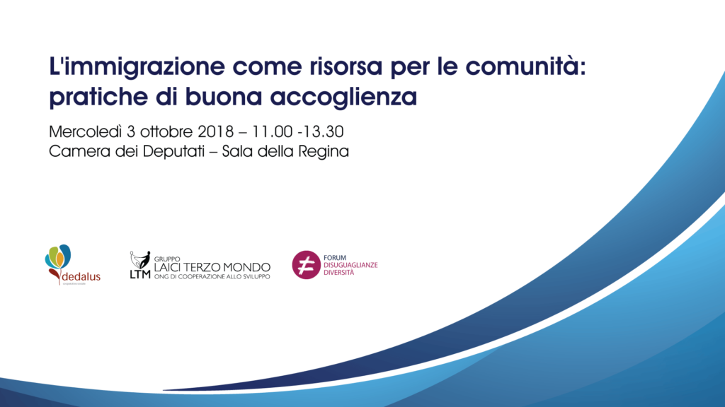 Il 3 ottobre, alle ore 11:00, presso la Sala della Regina della Camera dei Deputati (ingresso principale Piazza Montecitorio, Roma) la cooperativa sociale Dedalus, l’Associazione Laici Terzo Mondo e il Forum Disuguaglianze Diversità organizzano l’evento 