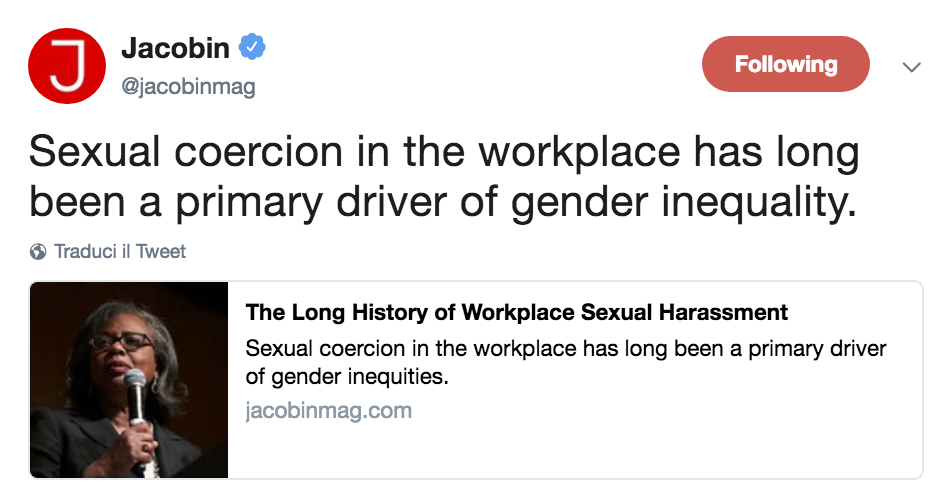 La coercizione sessuale sul posto di lavoro è stata a lungo il motore principale della disuguaglianza di genere.