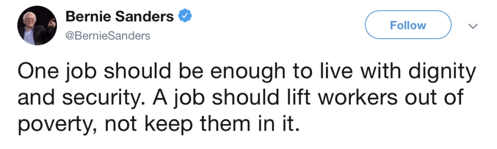 Un lavoro dovrebbe essere sufficiente per vivere con dignità e sicurezza. Un lavoro dovrebbe far uscire i lavoratori dalla povertà e non tenerli intrappolati in essa.