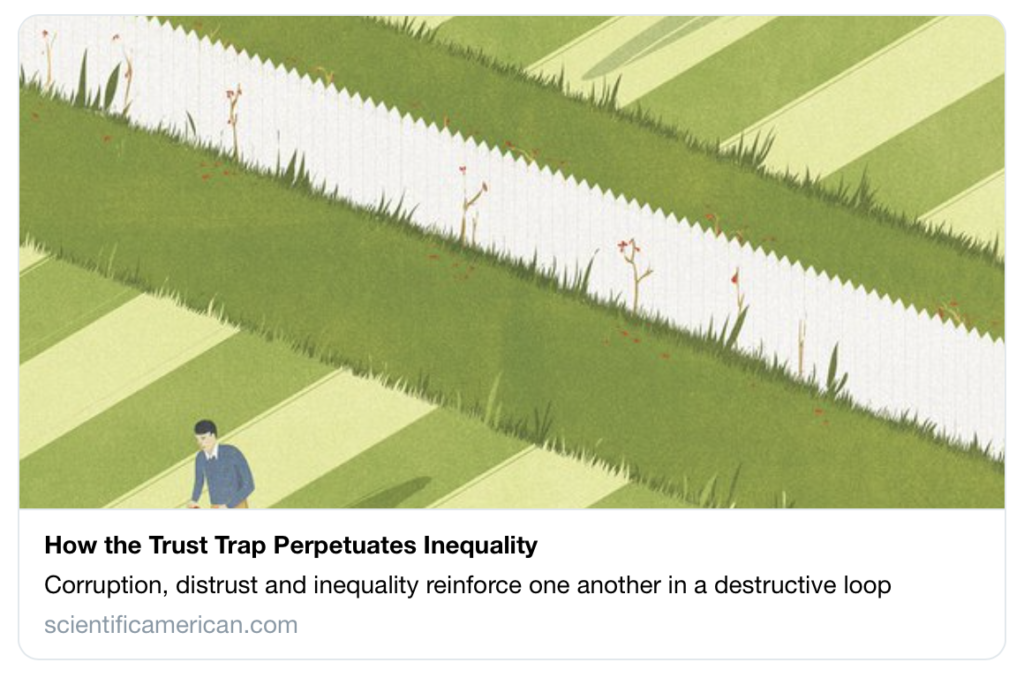 ‘Se la gente non ha fiducia - il che è più probabile in una società più iniqua - non supporterà le politiche che aumentano l’uguaglianza’