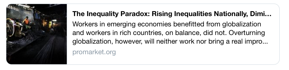 Il rovesciamento della globalizzazione non aiuterà le classi medie dei paesi occidentali che sono state colpite da esso. Per questo servono politiche redistributive (incluso l’aumento della tassazione dei ricchi e maggiori sussidi per chi perde il lavoro) e investimenti in istruzione