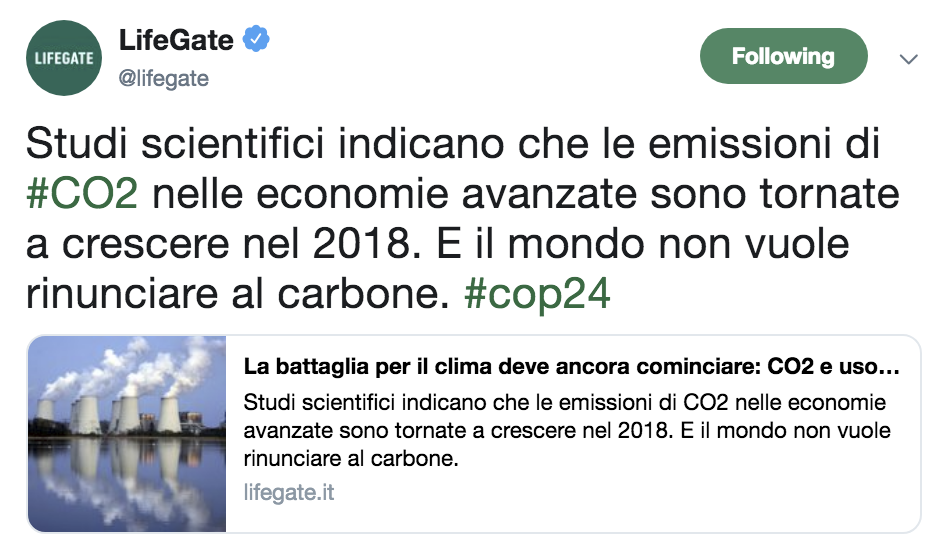 Studi scientifici indicano che le emissioni di #CO2 nelle economie avanzate sono tornate a crescere nel 2018. E il mondo non vuole rinunciare al carbone.