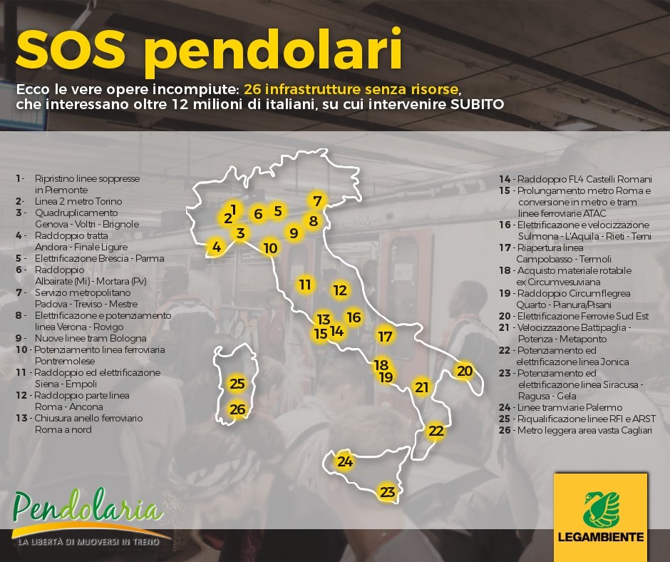 Corse diminuite, aumento delle tariffe, treni vecchi e opere ferme: torna il Rapporto di Legambiente 