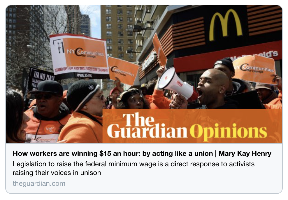 Come stanno vincendo la battaglia dei 15 $ l’ora i lavoratori: agendo come un sindacato - “La legislazione per aumentare il salario minimo federale è una risposta diretta agli attivisti che alzano la loro voce all’unisono” Mark Kay Henry