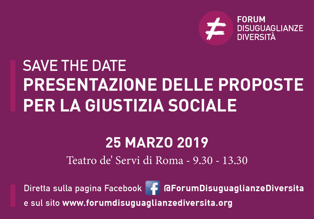 Il 25 marzo, al Teatro de’ Servi di Roma, la presentazione di 16 proposte per la giustizia sociale, che intervengono su tre meccanismi di formazione della ricchezza: il cambiamento tecnologico, il potere negoziale del lavoro, il passaggio generazionale.