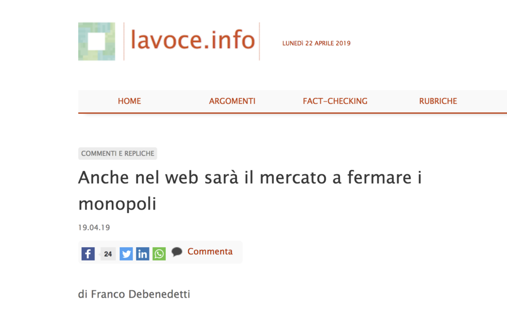 Lavoce.info - 19 Aprile 2019