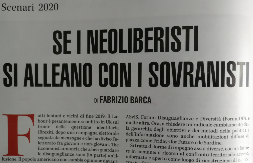 di Fabrizio Barca (Articolo pubblicato sull'Espresso del 29 dicembre 2019).