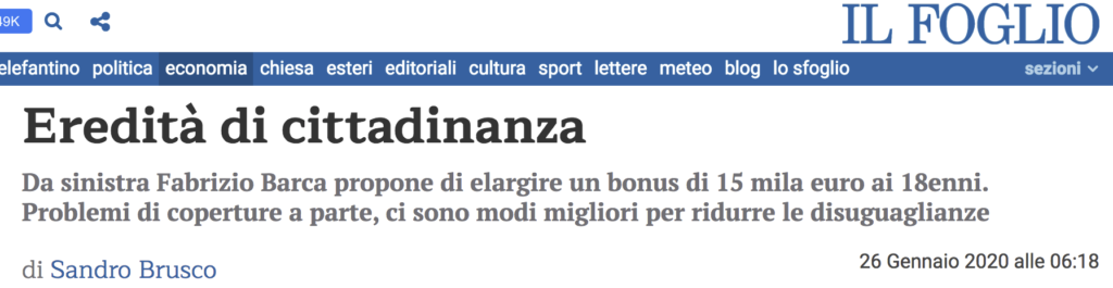 Sandro Brusco - Il Foglio - 26 Gennaio 2020