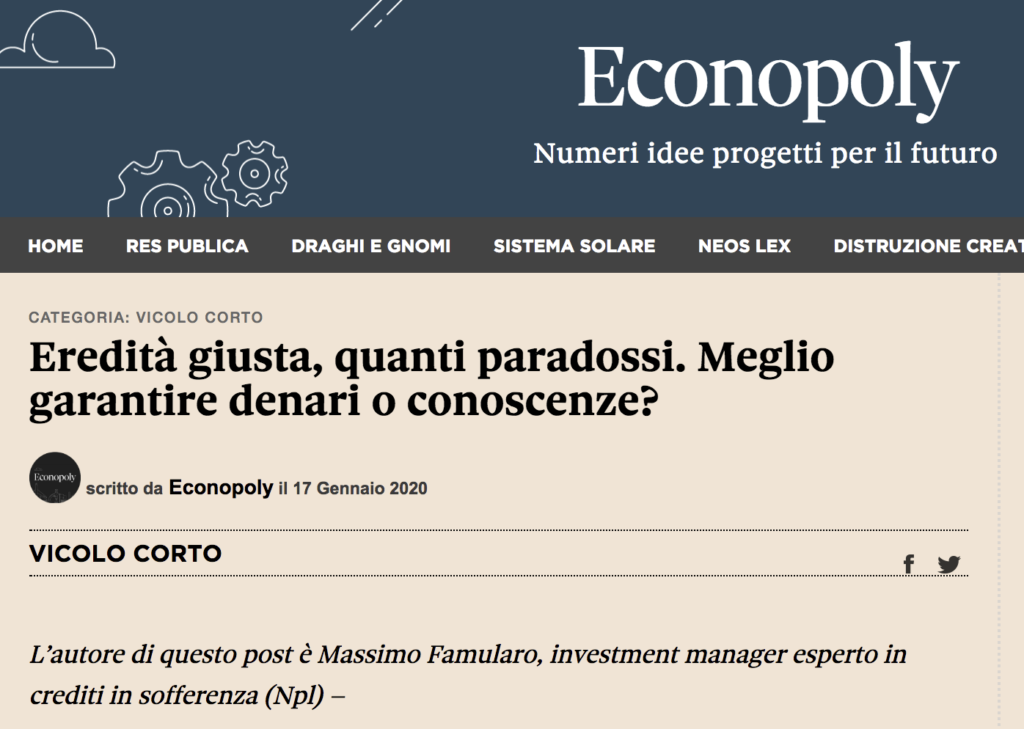 Massimo Famularo - Econopoly- Sole24Ore - 17 Gennaio 2020