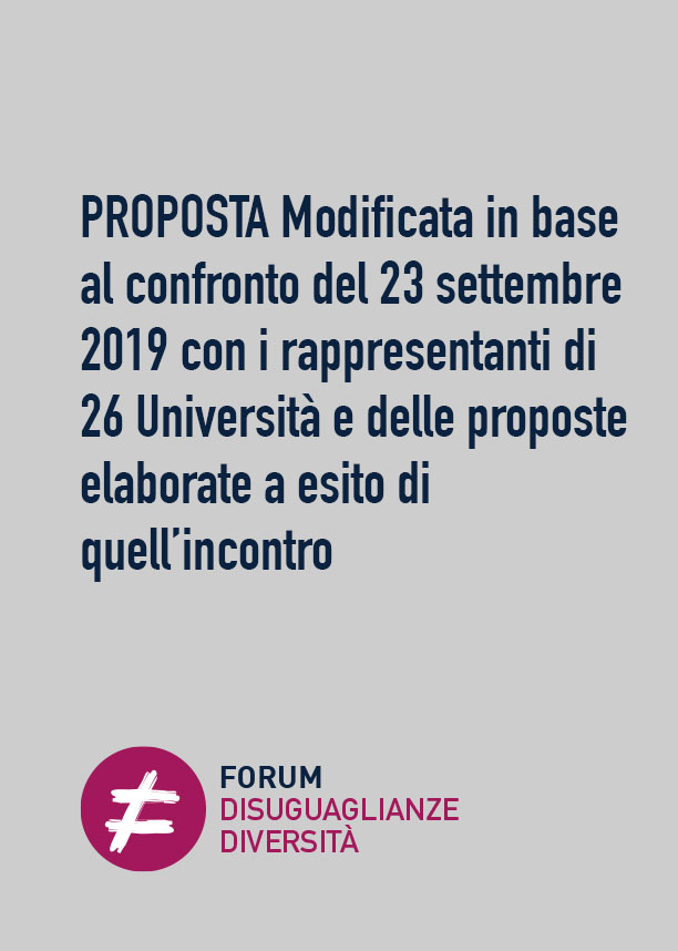 PROPOSTA Modificata in base al confronto del 23 settembre 2019 con i rappresentanti di 26 Università e delle proposte elaborate a esito di quell’incontro