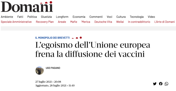 Pagano_Domani_27 luglio Ugo Pagano