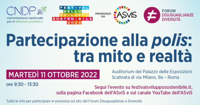 11-10_Save-the-date ForumDD al Festival ASviS: l'evento "Partecipazione alla polis: tra mito e realtà"