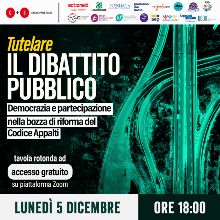 Tutelare il dibattito pubblico: evento online il 5 dicembre aperto alla cittadinanza